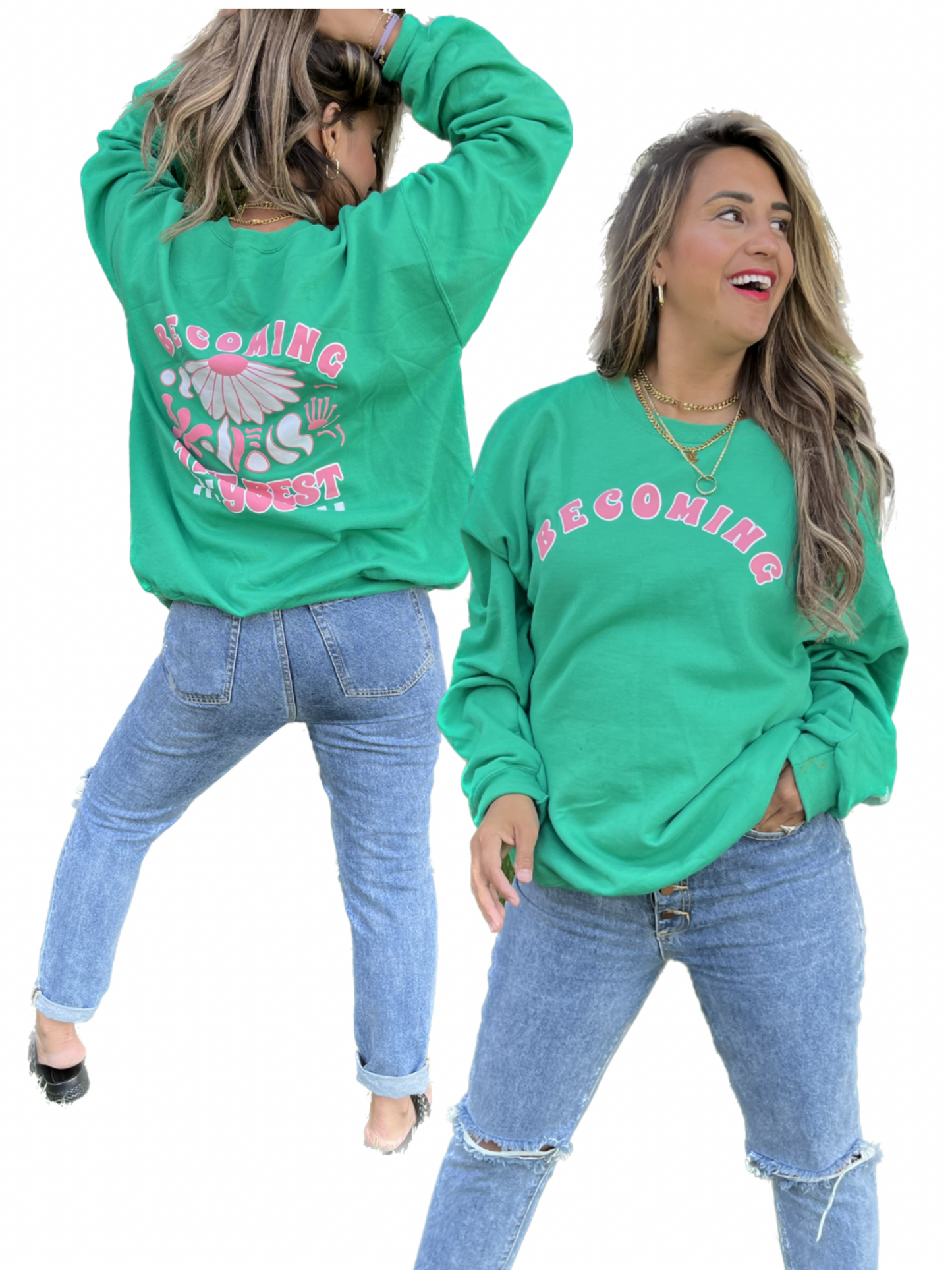 Green "Becoming" Oversized Sweatshirt